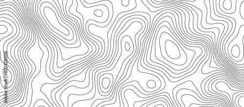 White background topography contour map with black curve lines .luxury topographic wavy pattern and geographic grid map design .