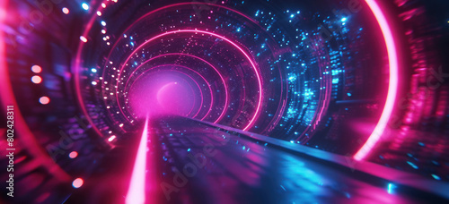 fast futuristic image in tunnel with lights