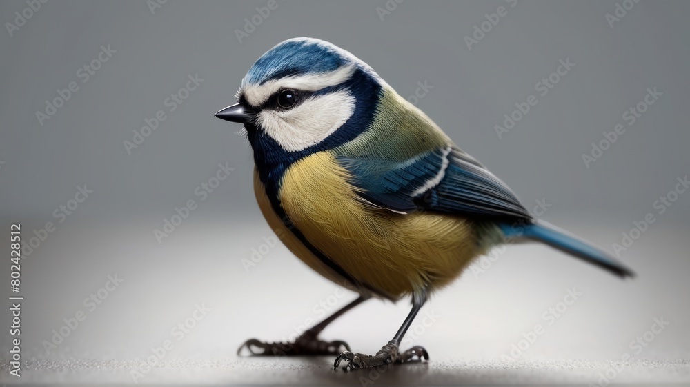 Fototapeta premium Eurasian Blue Tit minimalist logo with white background 