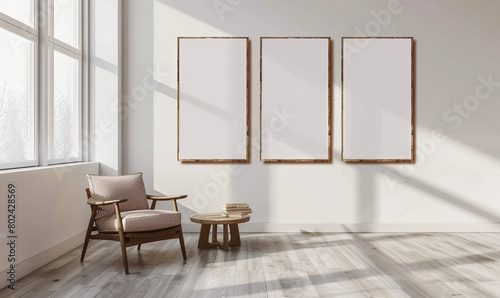 Minimalistic Interior with Blank Frames