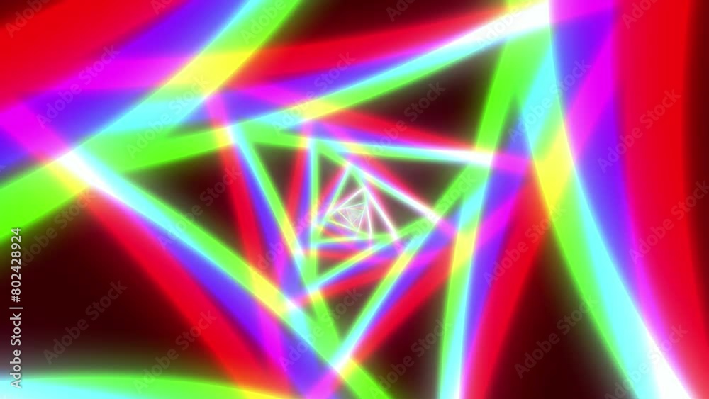 Looping animation of a repeating abstract pattern of neon light triangles with multicolors Looping animation of a repeating abstract pattern of neon light triangles with multicolors