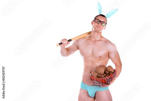 A young attractive guy posing in the studio. Easter.