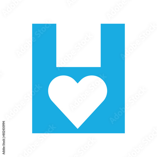 Love logo Logo combine with letter H vector template