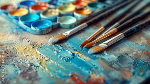 A set of watercolor paints and brushes, inviting viewers to explore their creative side