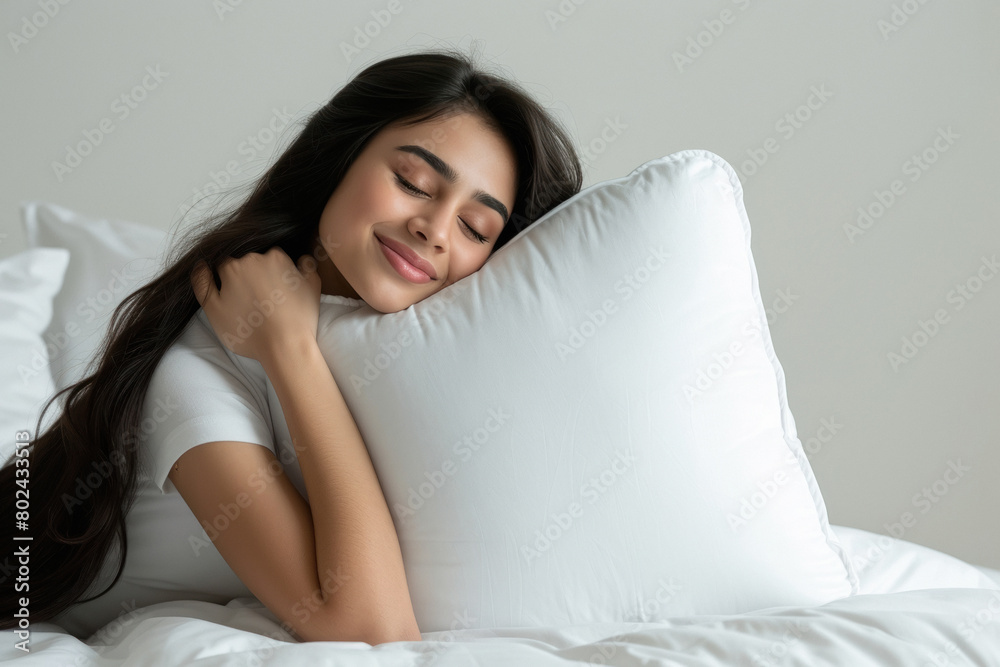 beautiful woman sleeping with comfortable white pillow beautiful woman sleeping with comfortable white pillow