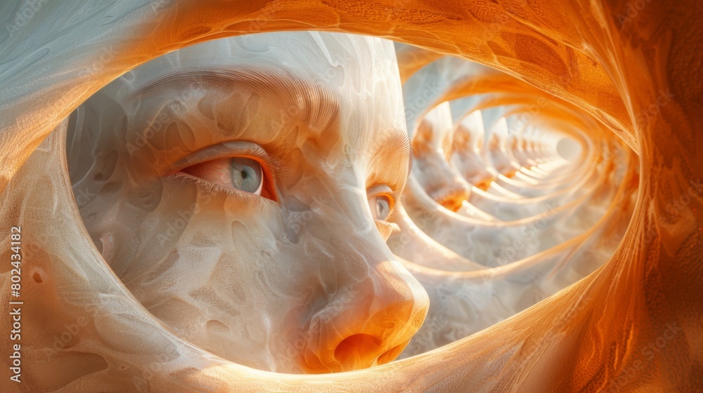 3D rendering image showcasing the concept of binocular vision and depth