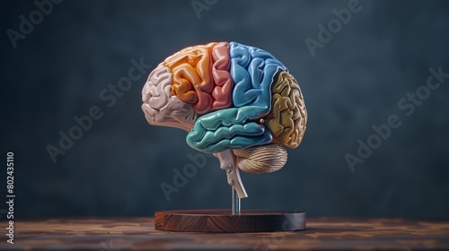 3D rendering image providing an overview of the different lobes and structures of the brain, including the frontal, parietal, temporal, and occipital lobes photo