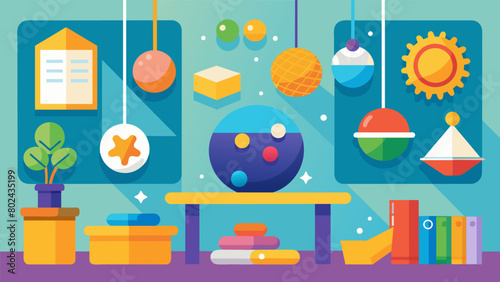 The sensory room also contains a variety of fidget toys and sensory tools such as stress balls squishy toys and chewable jewelry to help students. Vector illustration photo