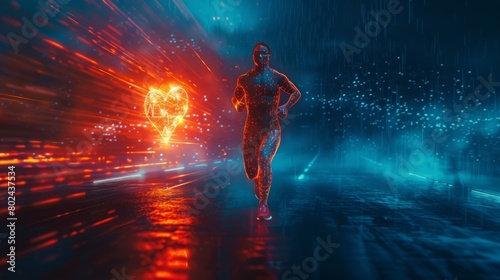 3D rendering image depicting the benefits of cardiovascular exercise for heart health, including improved circulation, endurance, and overall fitness photo