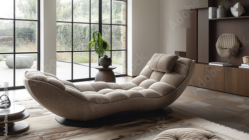 A sectional sofa chair with adjustable backrests, providing customizable comfort for lounging or sitting upright. photo