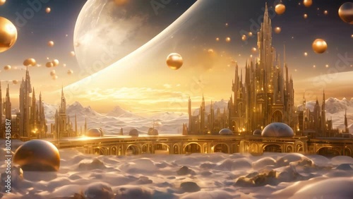 Golden City. Gold background. Generated AI