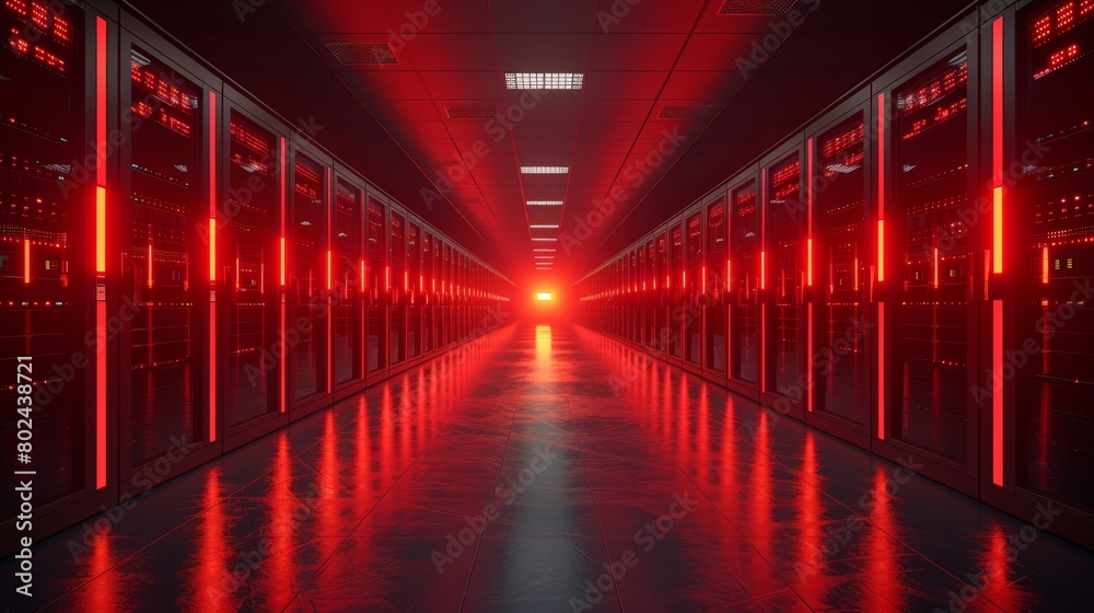 Evil red AI brain in the data center