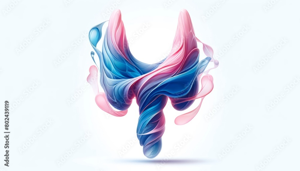 Fototapeta premium Abstract artistic representation of the thyroid gland pink and blue. World Thyroid Day