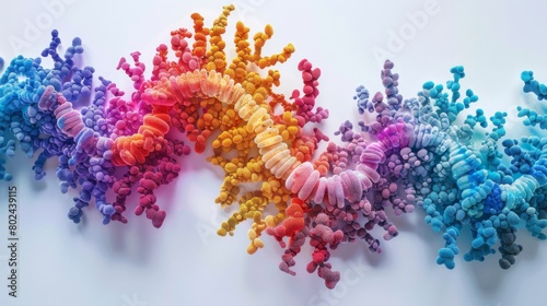 3D rendering image depicting the evolutionary changes in chromosome number, structure, and organization across different species and taxa photo
