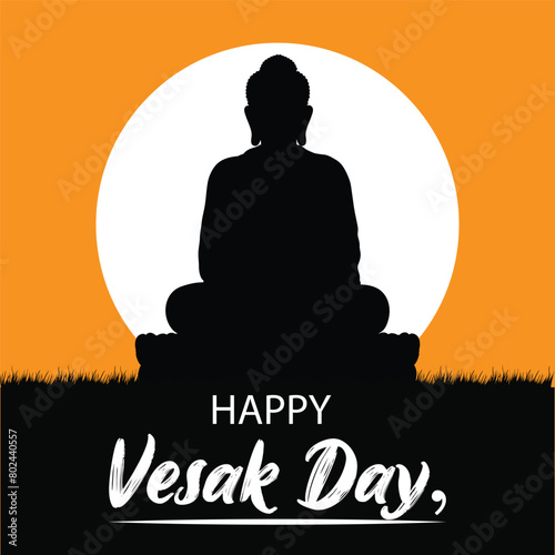 Happy Buddha Purnima Vesak festival social media post design vector illustration.