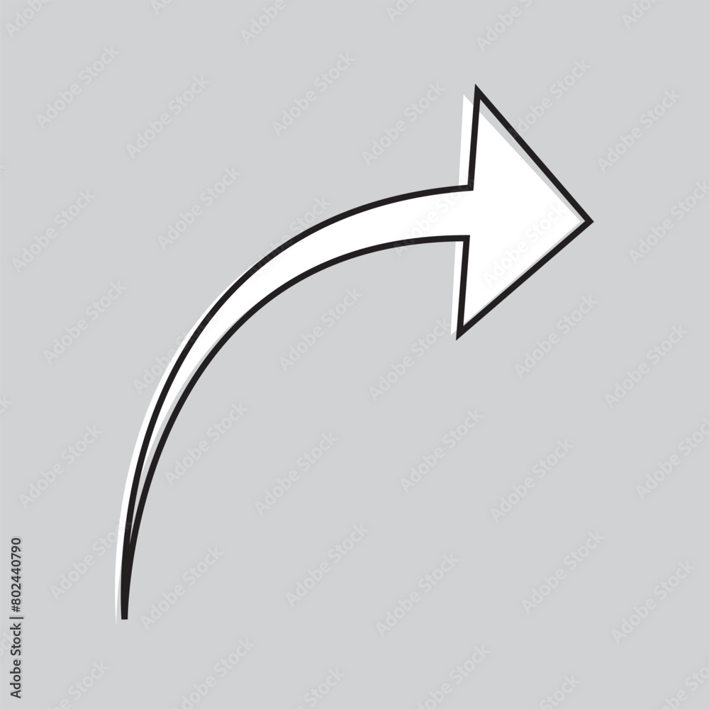 Small simple white arrow with black outline pointing to the left, illustration, vector on white background. Small simple white arrow with black outline pointing to the left, illustration, vector on white background.