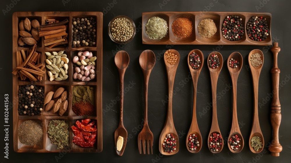 A set of gourmet spices and cooking utensils, encouraging culinary experimentation and creativity