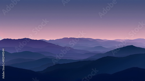 A silhouette of a mountain range against a dusky twilight sky  with a subtle gradient of deep dark grays and dark blues. The Last Glimmer of Sunlight Meets the Majesty of the Mountains.