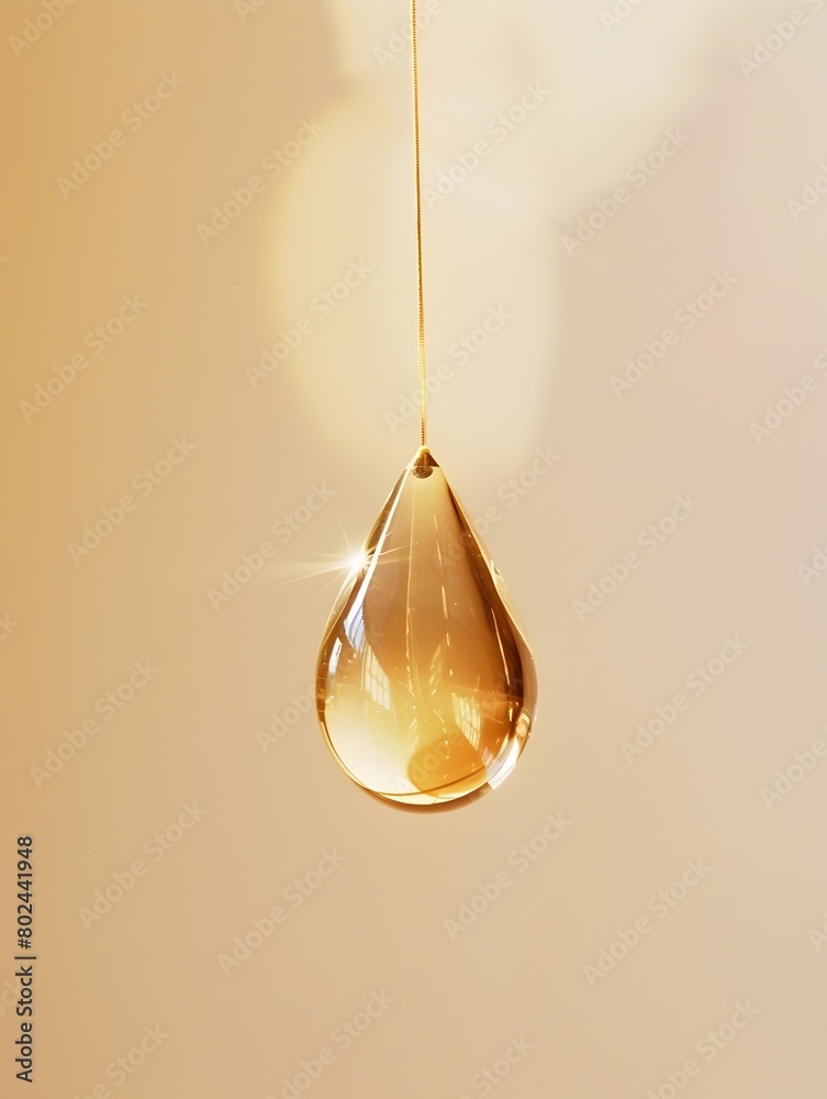 Fototapeta premium Suspended Purity A Golden Teardrop Defying Gravity with Luminescent Grace