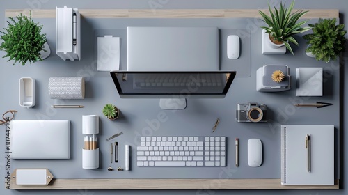 A set of sleek desk organizers and stationery, promoting efficiency and order in a workspace photo