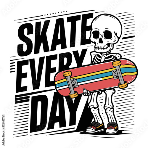 2024 skateboarding vector design, skate every day3 photo