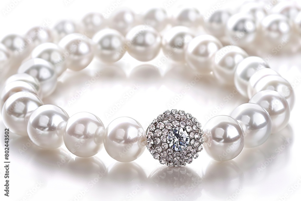 Pearl necklace on white background Pearl necklace on white background