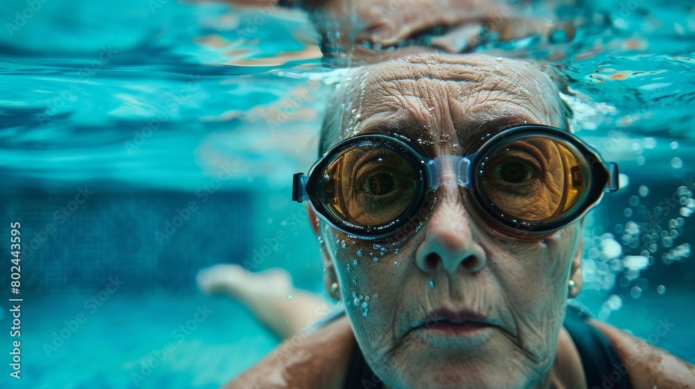 Fototapeta premium an elderly woman is engaged in swimming