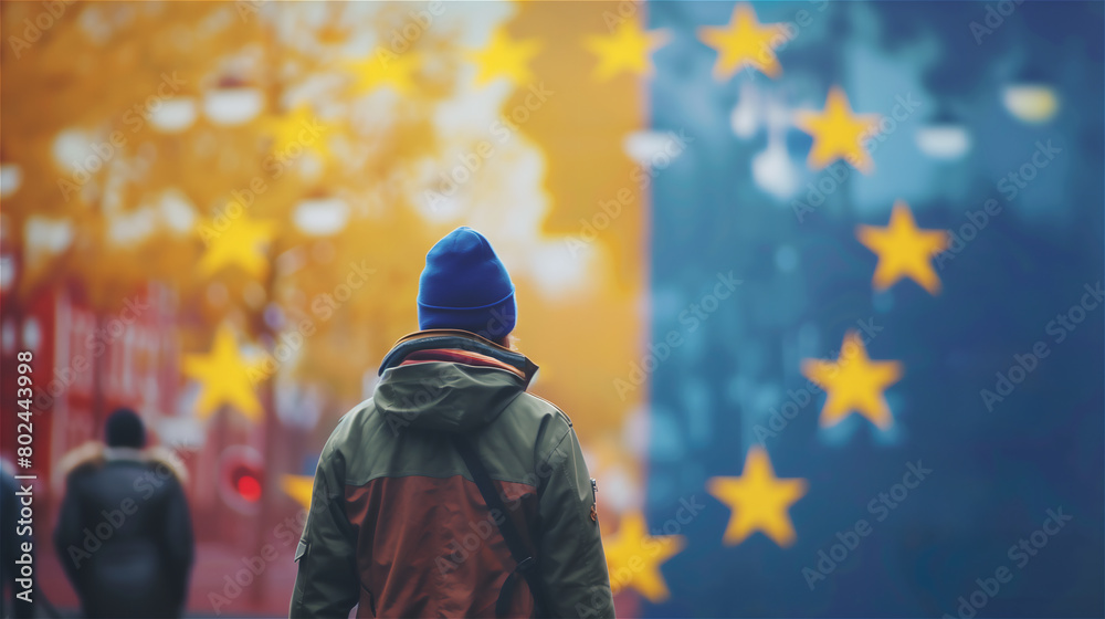 Concept banner for voting in the European Union and Ukraine's accession to the EU.