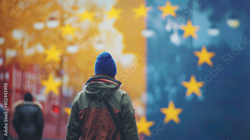 Obraz na płótnie Concept banner for voting in the European Union and Ukraine's accession to the EU. w salonie