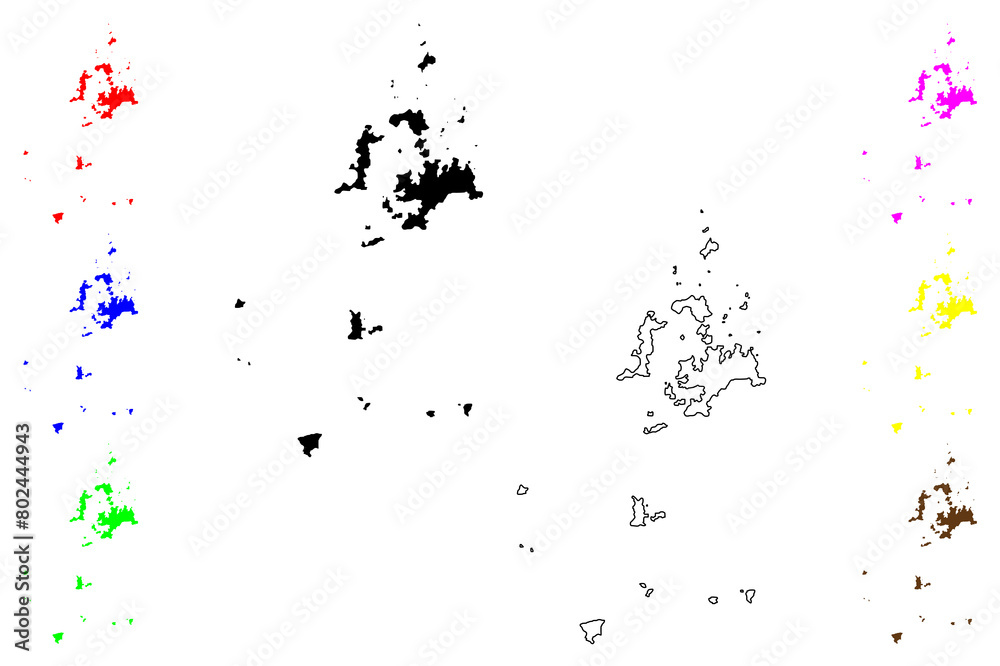 Penghu County (Administrative divisions of Taiwan, Republic of China, ROC, Counties) map vector illustration, scribble sketch Pescadores Islands map.. Penghu County (Administrative divisions of Taiwan, Republic of China, ROC, Counties) map vector illustration, scribble sketch Pescadores Islands map..