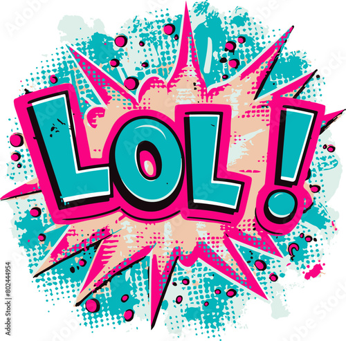 Capture the essence of laughter with this 'LOL' comic style illustration, featuring a colorful burst and splash design, ideal for lively and humorous content.

