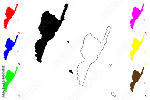 Taitung County (Administrative divisions of Taiwan, Republic of China, ROC, Counties) map vector illustration, scribble sketch Taitung map.... photo