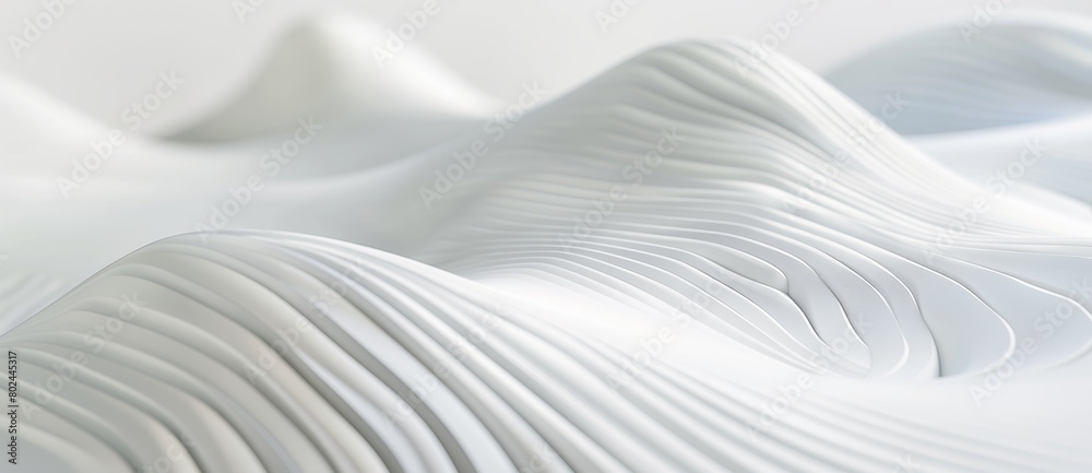 Abstract white background with wavy lines and blurred shapes for design. Abstract futuristic light soft waves, modern wallpaper, banner, or presentation background. Soft 3d rendering. White color, spa Abstract white background with wavy lines and blurred shapes for design. Abstract futuristic light soft waves, modern wallpaper, banner, or presentation background. Soft 3d rendering. White color, spa