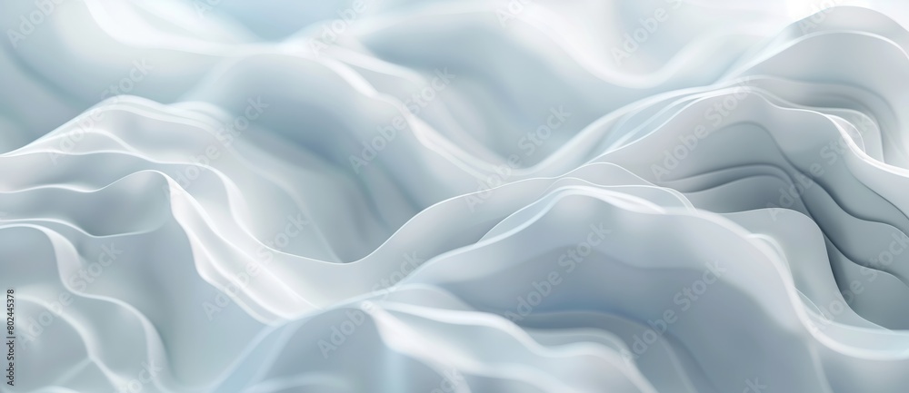 Abstract white background with wavy lines and blurred shapes for design. Abstract futuristic light soft waves, modern wallpaper, banner, or presentation background. Soft 3d rendering. White color, spa