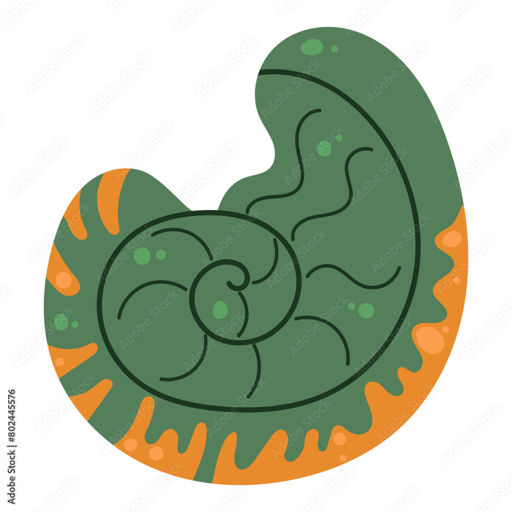 Naklejka premium Seashell vector illustration. Oceanic mollusk, underwater creature. Hand drawn doodle, sea animal sketch. Aquarium cockleshell. Marine cartoon isolated clipart.