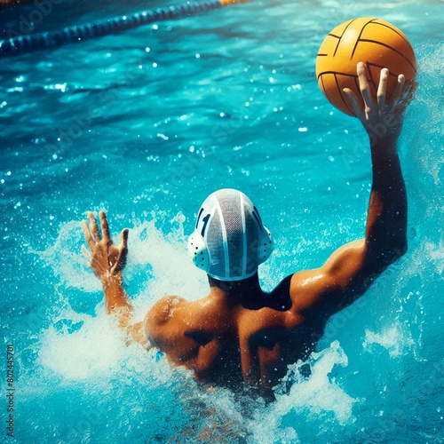 player in professional water polo game match	
 photo