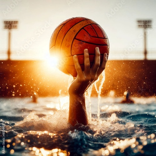 player in professional water polo game match	
 photo