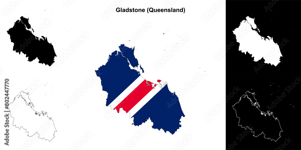 Fototapeta premium Gladstone blank outline map set