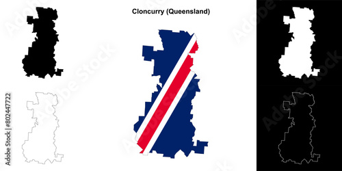 Cloncurry blank outline map set photo