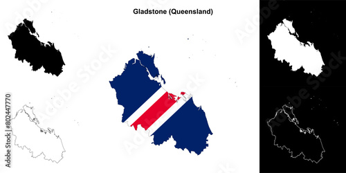 Gladstone blank outline map set