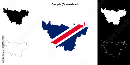 Gympie blank outline map set photo