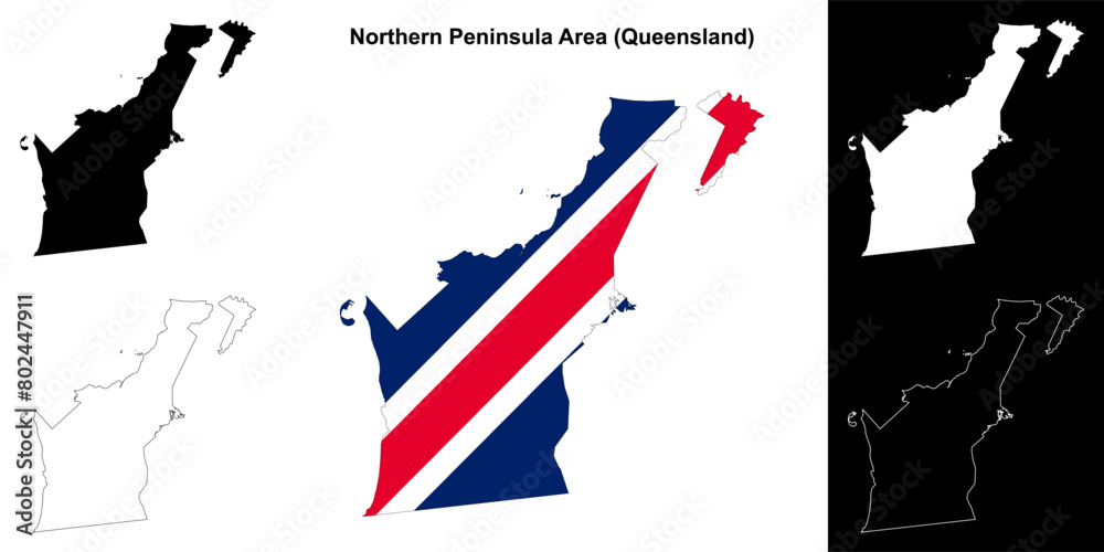 Obraz premium Northern Peninsula Area blank outline map set
