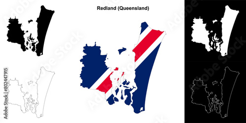 Redland blank outline map set
