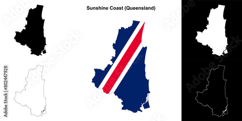 Sunshine Coast blank outline map set