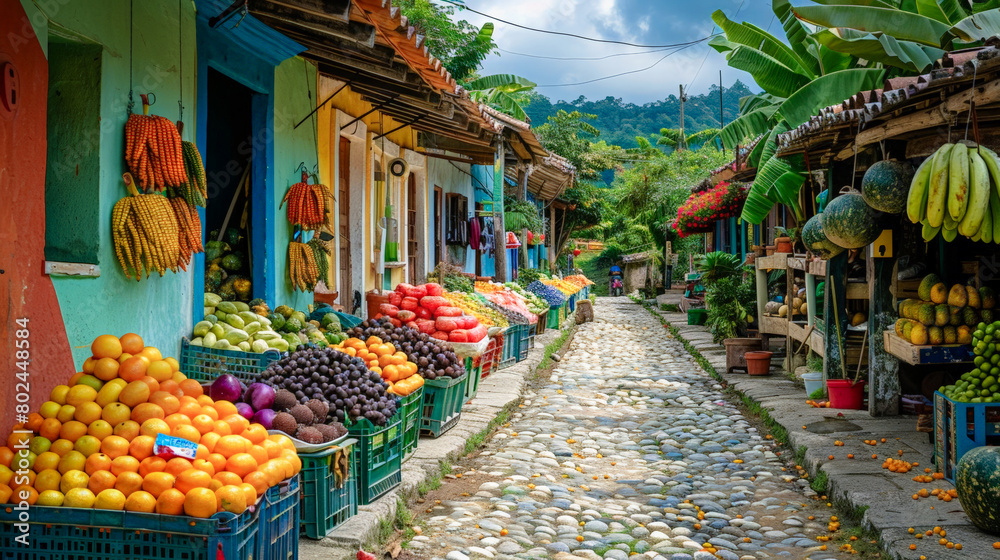 Cultural diversity: Colorful street scene at a traditional market
