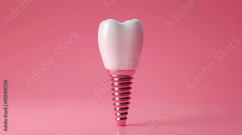 3d render White tooth implant implant cut, healthy tooth or dental surgery.