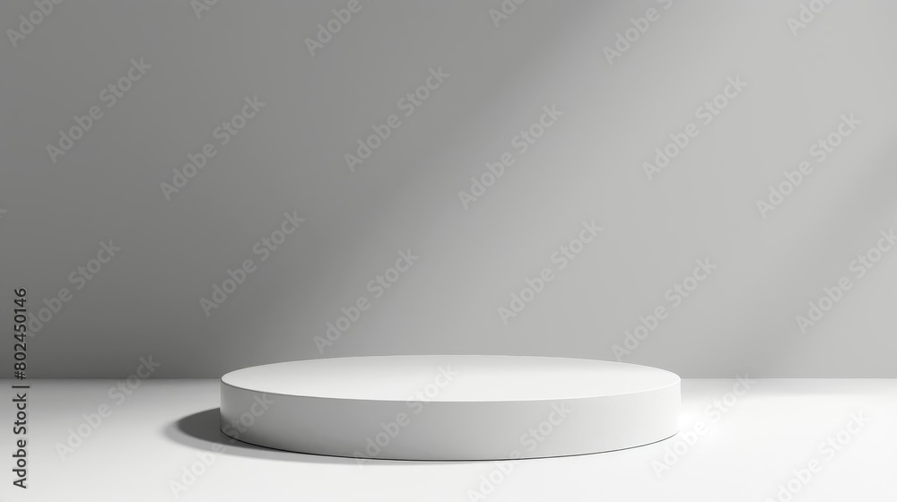 Round white podium on isolated background, ideal for product display, minimalistic style Round white podium on isolated background, ideal for product display, minimalistic style