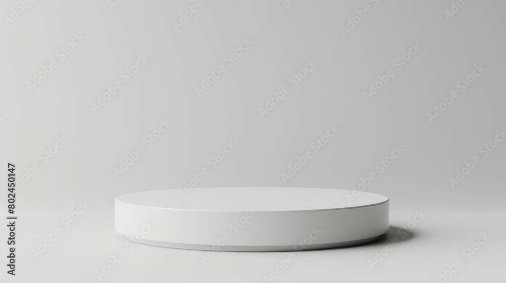 Round white podium, minimalist style for tech product displays, isolated on a white background