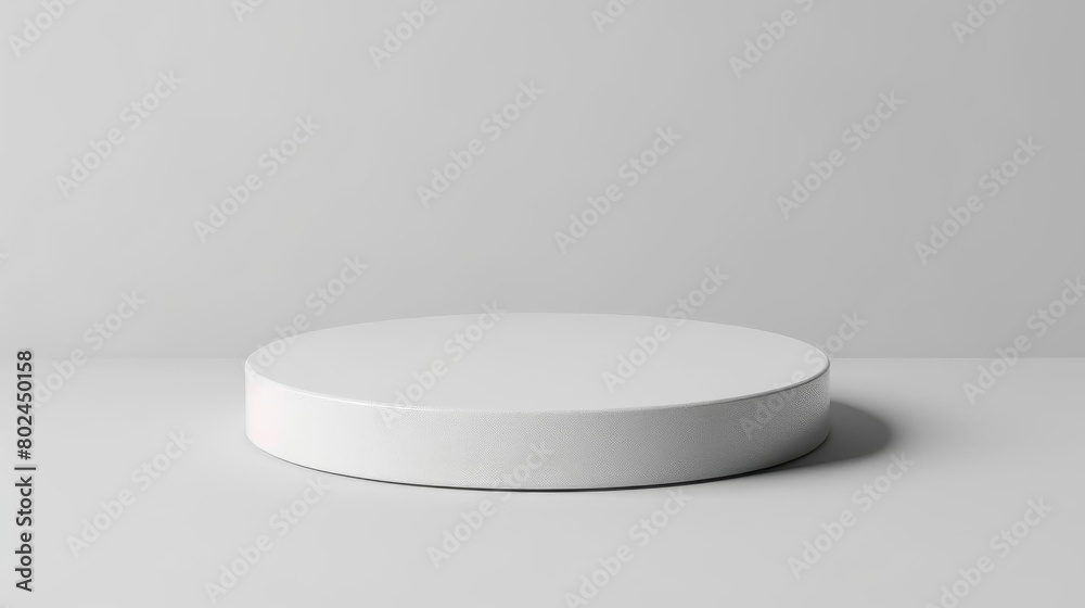 Round white podium, minimalist style for tech product displays, isolated on a white background Round white podium, minimalist style for tech product displays, isolated on a white background