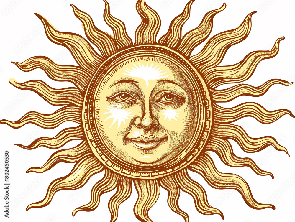 Cosmic Guidance: A Golden Sun with a Face for Astrological and Divinatory Practices